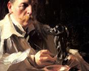 安德斯左恩 - Self Portrait with Faun and Nymph